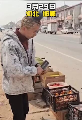 河北小伙理菠萝头卖菠萝 造型太酷炫！